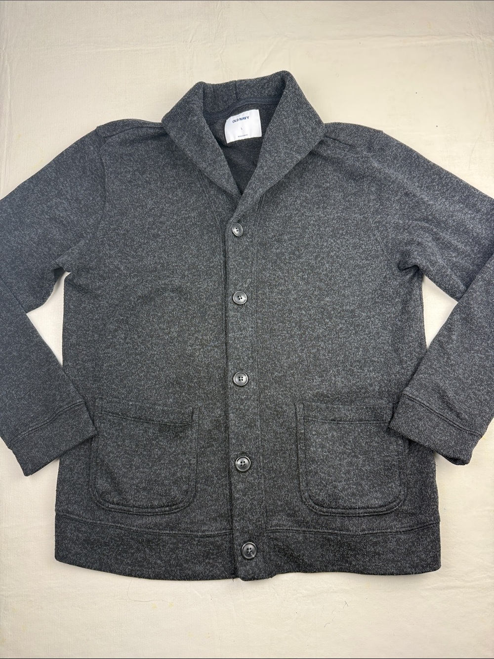 Old Navy Men's Charcoal Shawl-Collar Button Down Cardigan Jacket Size L